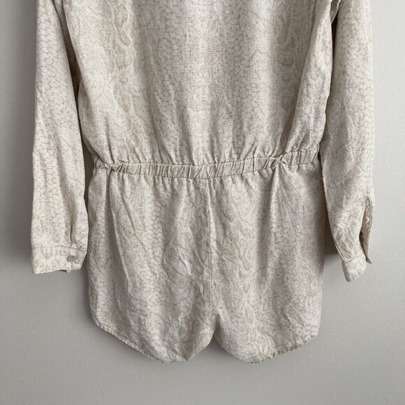 Cloth and Stone Anthropologie Romper Size Small Neutral Snake Print Linen Blend - Picture 8 of 11